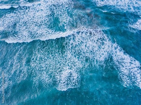 Beautiful Blue Ocean Wave From Above Water Surface Texture Background