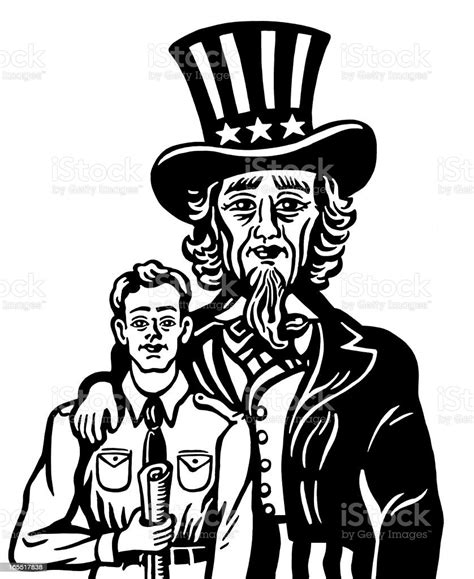 Patriotic Man And Uncle Sam Stock Illustration Download Image Now Uncle Sam Adult Adults