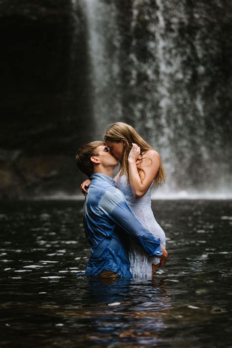 waterfall engagement session photos nashville tn wedding photographer laura k… romantic