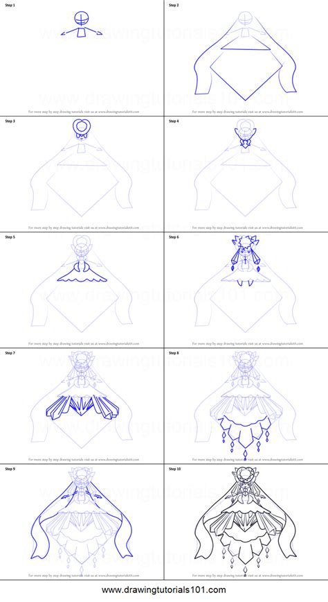 How To Draw Mega Diancie From Pokemon Printable Step By Step Drawing