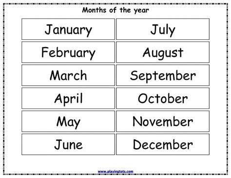 Printable Months Of The Year Chart For Kids Malaysrac
