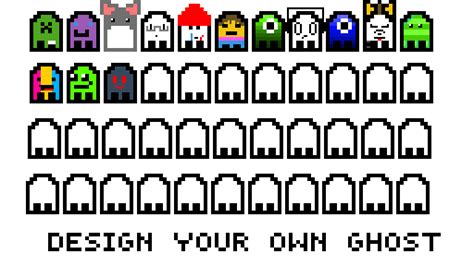 Pacman Ghost Pixel Art Grid
