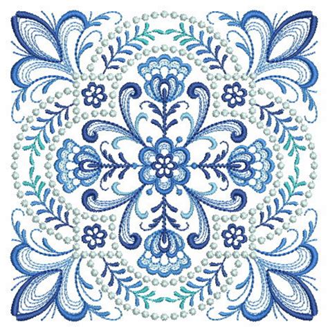 Delft Blue Twelve Embroidered Quilt Blocks Etsy