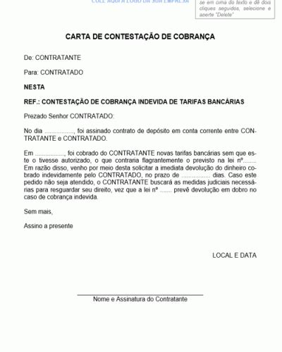 Refer Ncia De Carta De Contesta O De Cobran A Modelo Gratuito