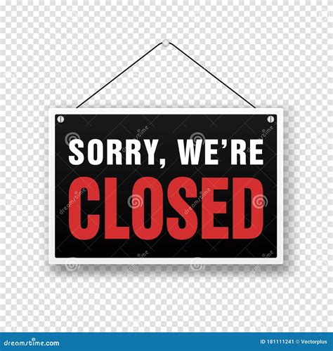 We Are Sorry Closed Red Sign On A Wall Cartoon Vector Cartoondealer