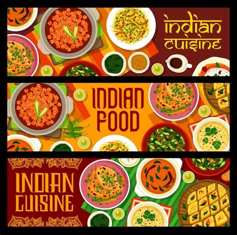 Premium Vector Indian Spice Food Banners With Asian Cuisine Dish
