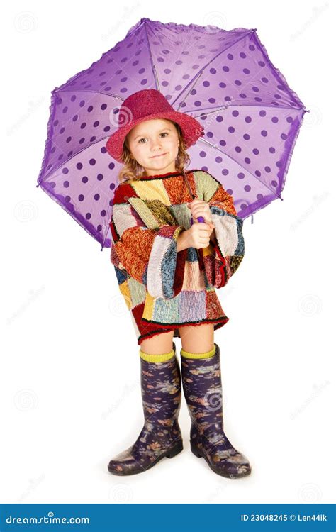 Belle Petite Fille Avec Le Parapluie Image Stock Image Du Verticale