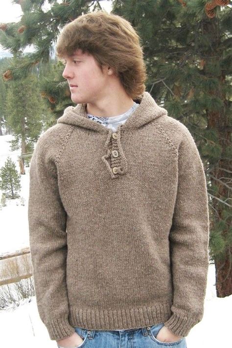 Knitting Pure And Simple Pattern 0105 Neckdown Hooded Pullover For Men