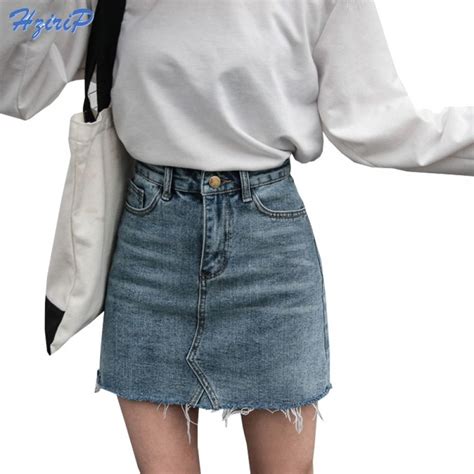 hzirip summer fashion high waist skirts womens pockets button denim skirt female saias 2018 new
