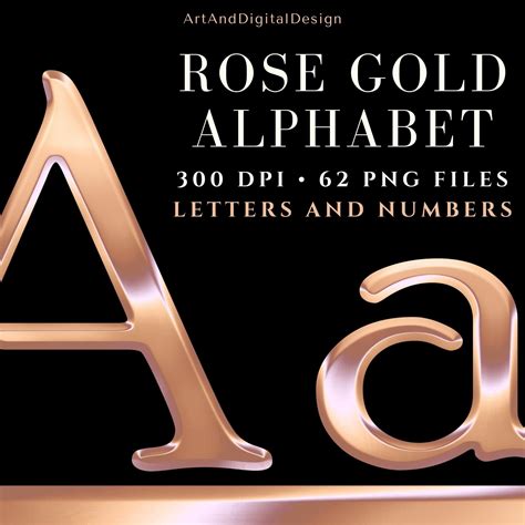 Rose Gold Alphabet Rose Gold Letters And Numbers Rose Gold Etsy