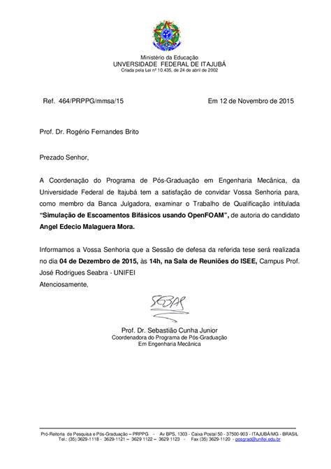 Carta Convite Qualificação Prof Rogerio Banca De Angel Edecio