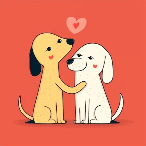 Premium Vector Cute Dogs In Love Hugging Valentines Day Drawing