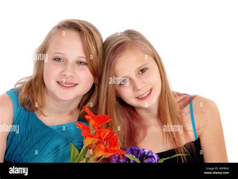 Portrait Of Two Young Sisters Stock Photo Alamy