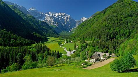 Hd Wallpaper Logar Valley Solcava Slovenia Europe Mountain Range