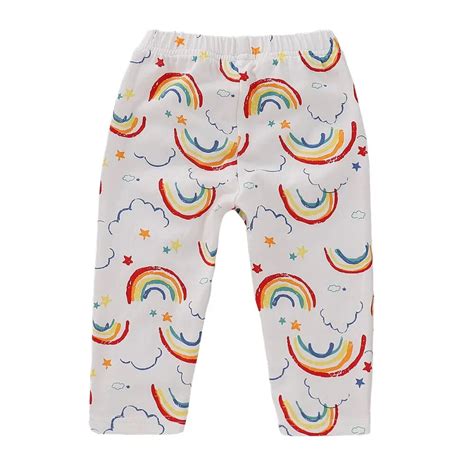 Puseky Baby Boys Girls Cotton Rainbow Cloud Star Pattern Long Pants