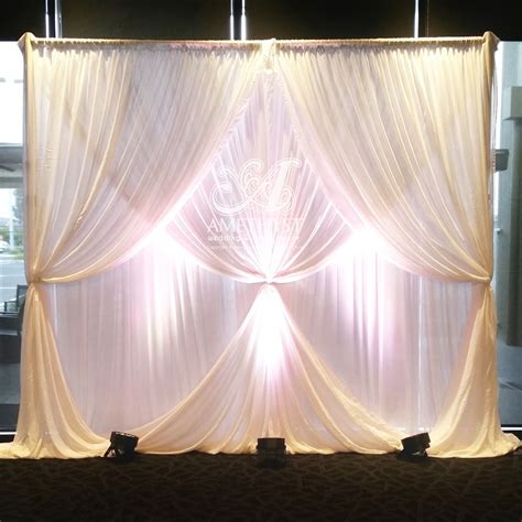 Wedding Ceremony Backdrop 2 Layer Curtain Tied Drapings With Led Wall
