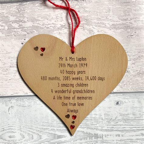 Traditional names exist for some of them: Ruby Wedding Anniversary Personalised Engraved Heart # ...