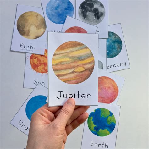 Solar System Flash Cards And Poster Our Planets Printable Etsy India