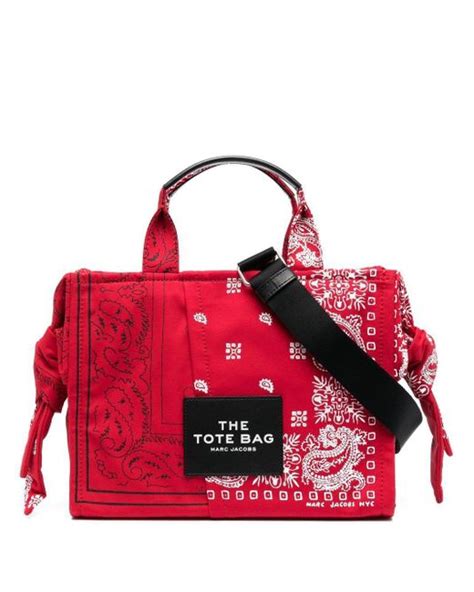 Marc Jacobs Leather Bandana Print Tote Bag In Red Lyst Canada