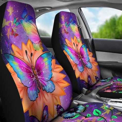 butterfly car seat covers set of 2 universal front car and etsy