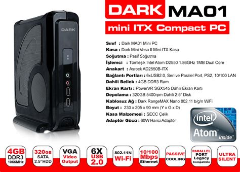 Dark Ma01 Atom D2550 4gb 320gb Wi Fi Mini Masaüstü Fiyatı