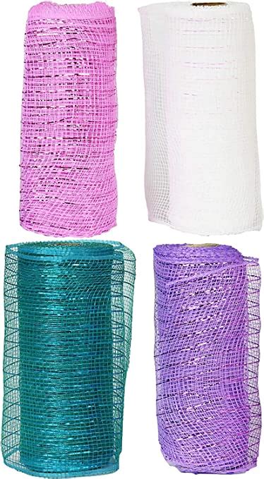 Set Of 4 Decorative Mesh Rolls 4 Assorted Easter Themed