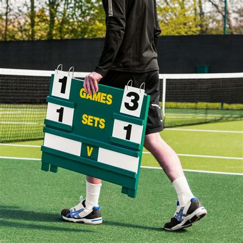 Wooden Tennis Scoreboard Freestanding Net World Sports