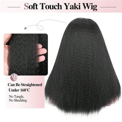 18 Inch Kinky Straight Synthetic Yaki Wig Fluffy Soft Kinky Straight