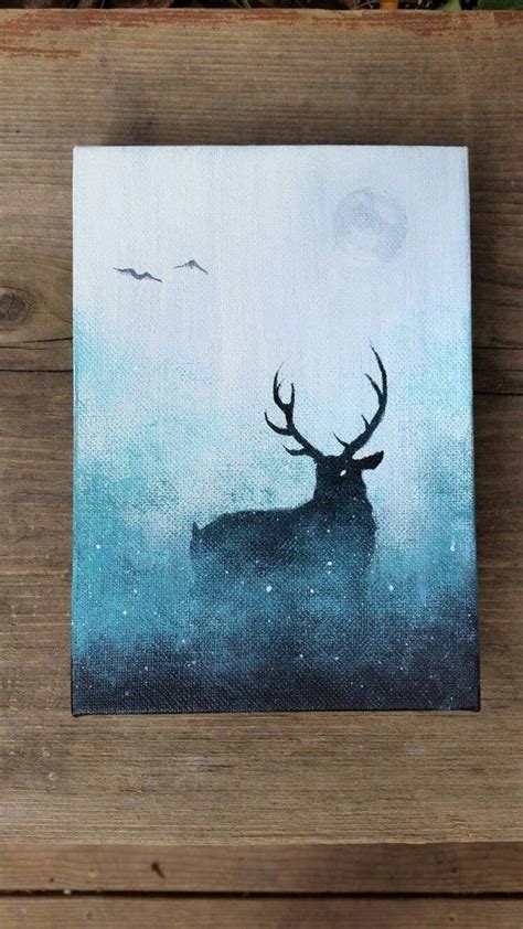Deer Painting Galaxy Canvas Painting Space Painting Mini Galaxy