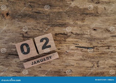 Cube Calendar For January On Wooden Background Stock Image Image Of