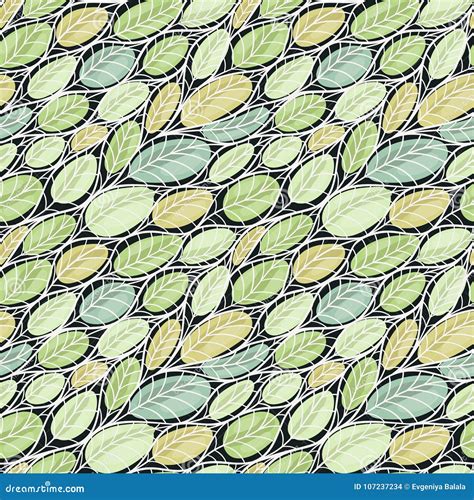 Seamless Pattern With Abstract Leaves Stock Vector Illustration Of