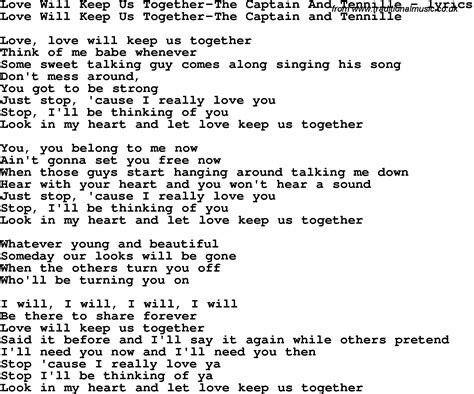 Captain And Tennille Love Will Keep Us Together Lyrics Chords