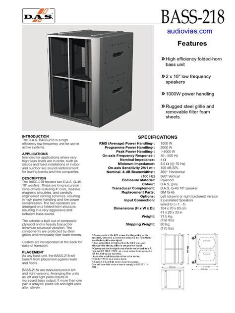Das Bass 218 Manual Especificaciones Tecnicas Pdf Loudspeaker Electrical Engineering