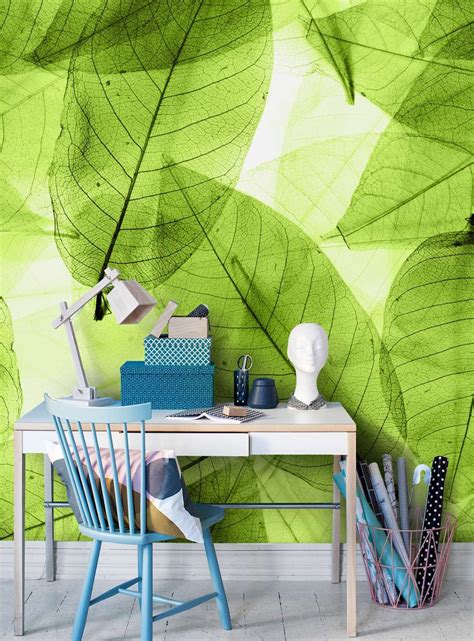 Leaves Wall Mural Photo Wallpaper Green Leaves Green Leaf