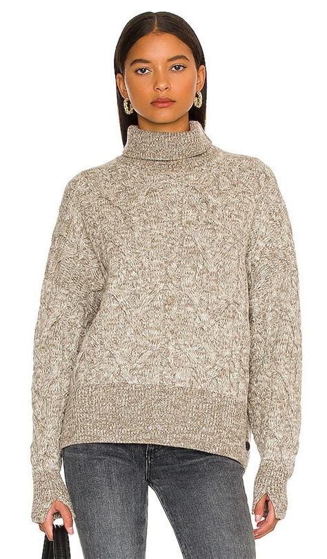 Buy Rag And Bone Nora Cable Turtleneck Sweatertaupe Ivory At 72 Off