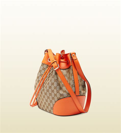 Gucci Original Gg Canvas Bucket Bag In Beige Orange Lyst