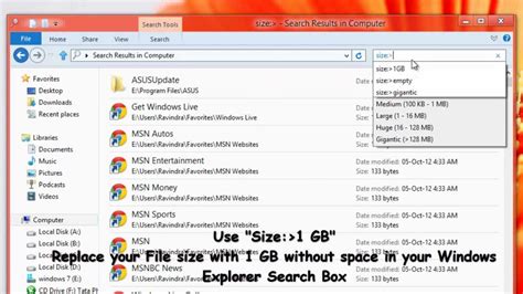 Find Files Based On Size Using Windows Explorer Search Filters How To