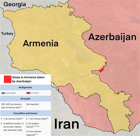 current map of the armenia azerbaijan border crisis r mapporn