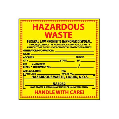 Hazardous Waste Vinyl Labels For Liquids