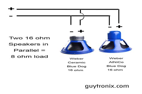 Great prices, and cheap shipping. Wiring Diagram for Two 16 Ohm Speakers Wired in Parallel for 8 Ohm Load - Guytronix