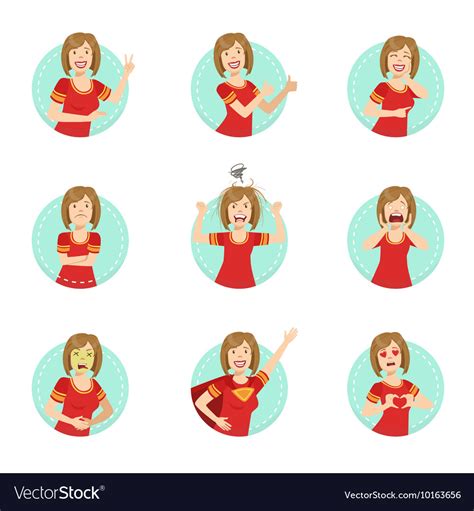 Emotion Body Language Set With Woman Royalty Free Vector