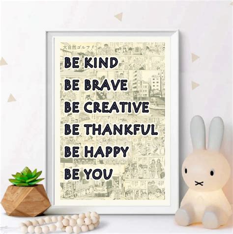 Be Kind Be Brave Be Creative Be You Inspirational Quote Wall Etsy