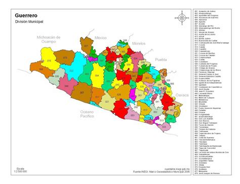 Mapa De Guerrero A Color Con Nombres Mapas De México Para Descargar