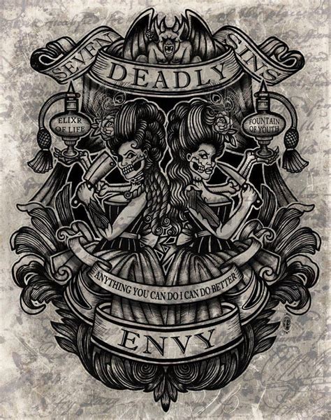 Se7en Deadly Sins Art Print Set 7 Deadly Sins Tattoo Seven Deadly