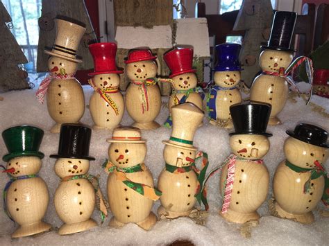 Wood Turned Snowman Wooden Christmas Ornaments Christmas Wood Wood