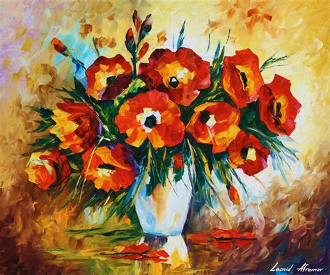 Red Flowers Painting Directly By The Artist