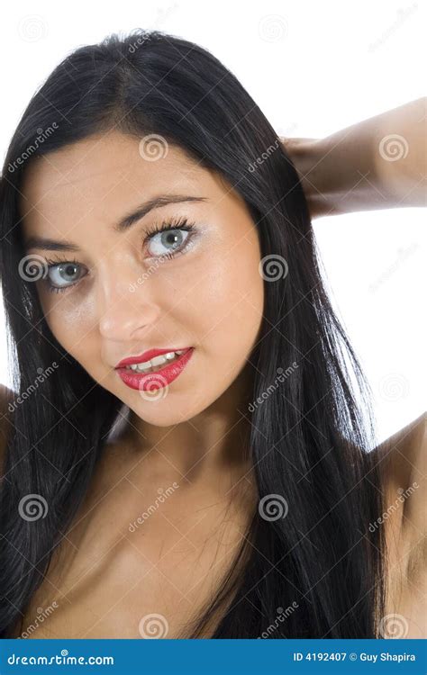 Portrait Of The Brunette With Blue Eyes Stock Image Image Of Female