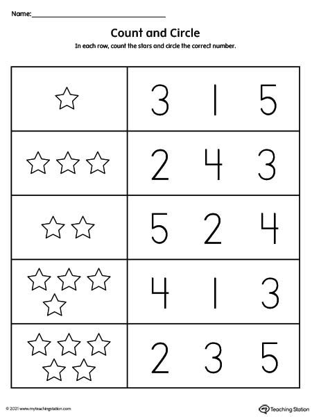 Preschool Worksheet On Circle Numbers