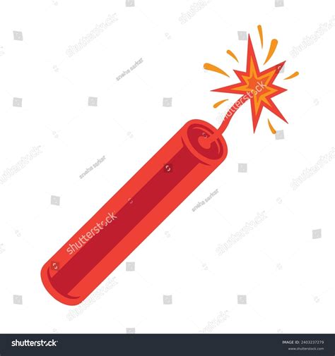 Red Dynamite Stick Icon Burning Fuse Stock Vector Royalty Free