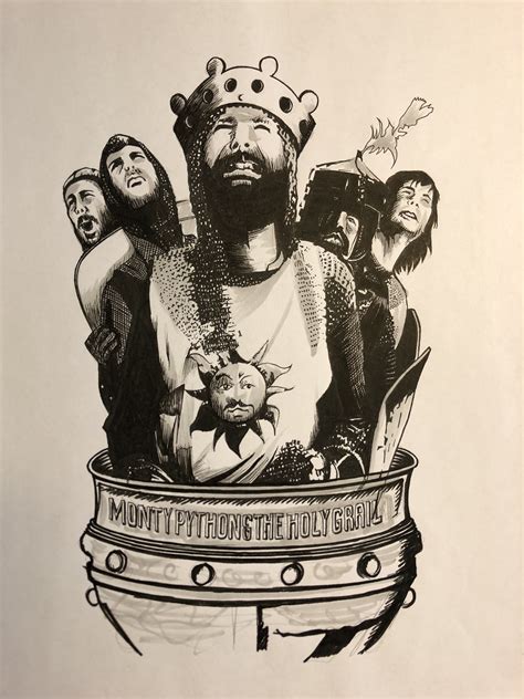 Monty Python And The Holy Grail Original Drawing 8 5x11 Collectionzz